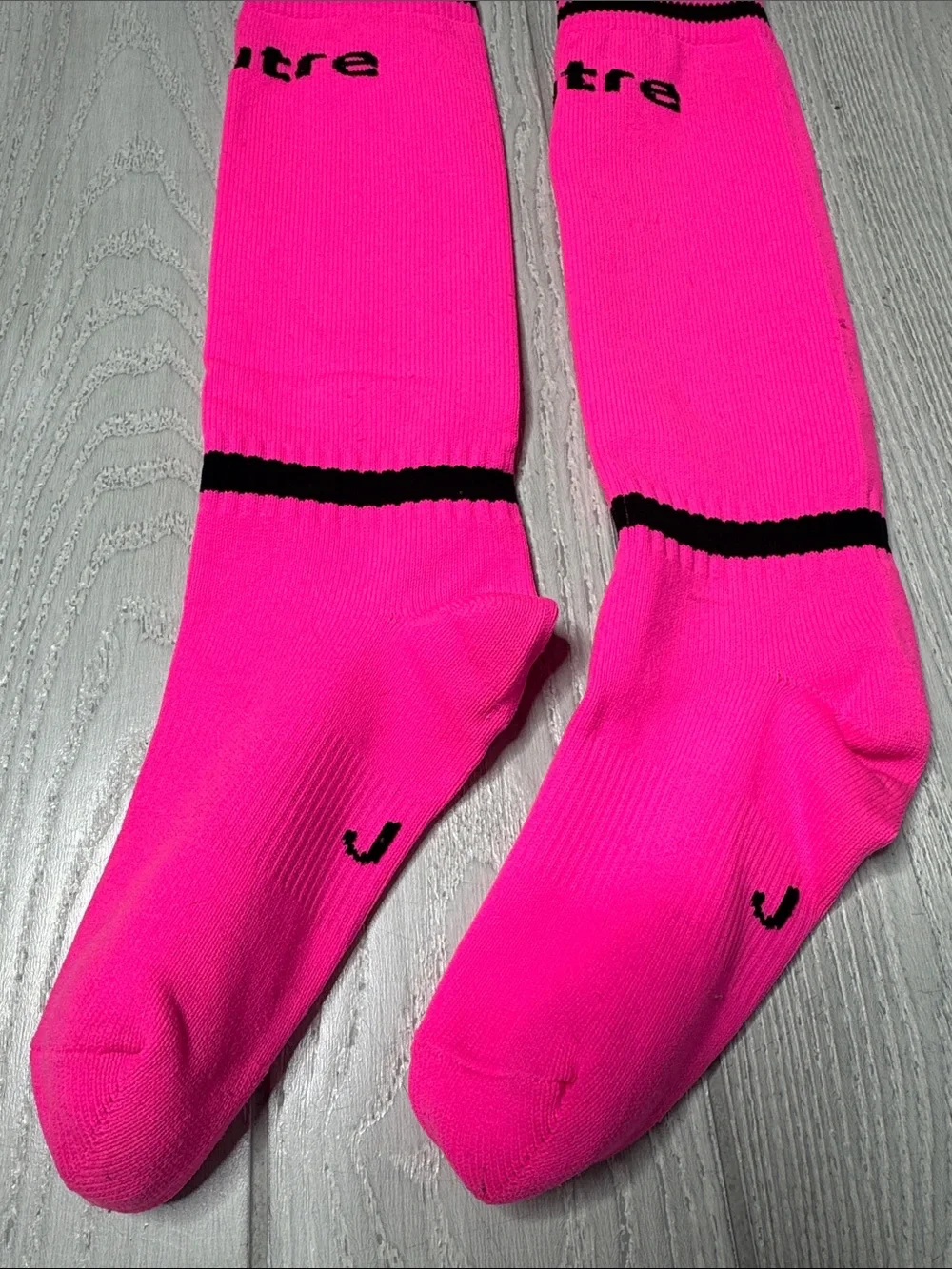 New Youth Mitre neon pink over-the-calf junior soccer socks